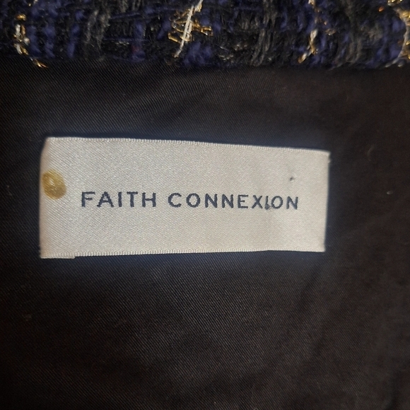 Faith Connexion Tweed oversized hooded shirt black/navy unisex SZ M - Picture 15 of 16